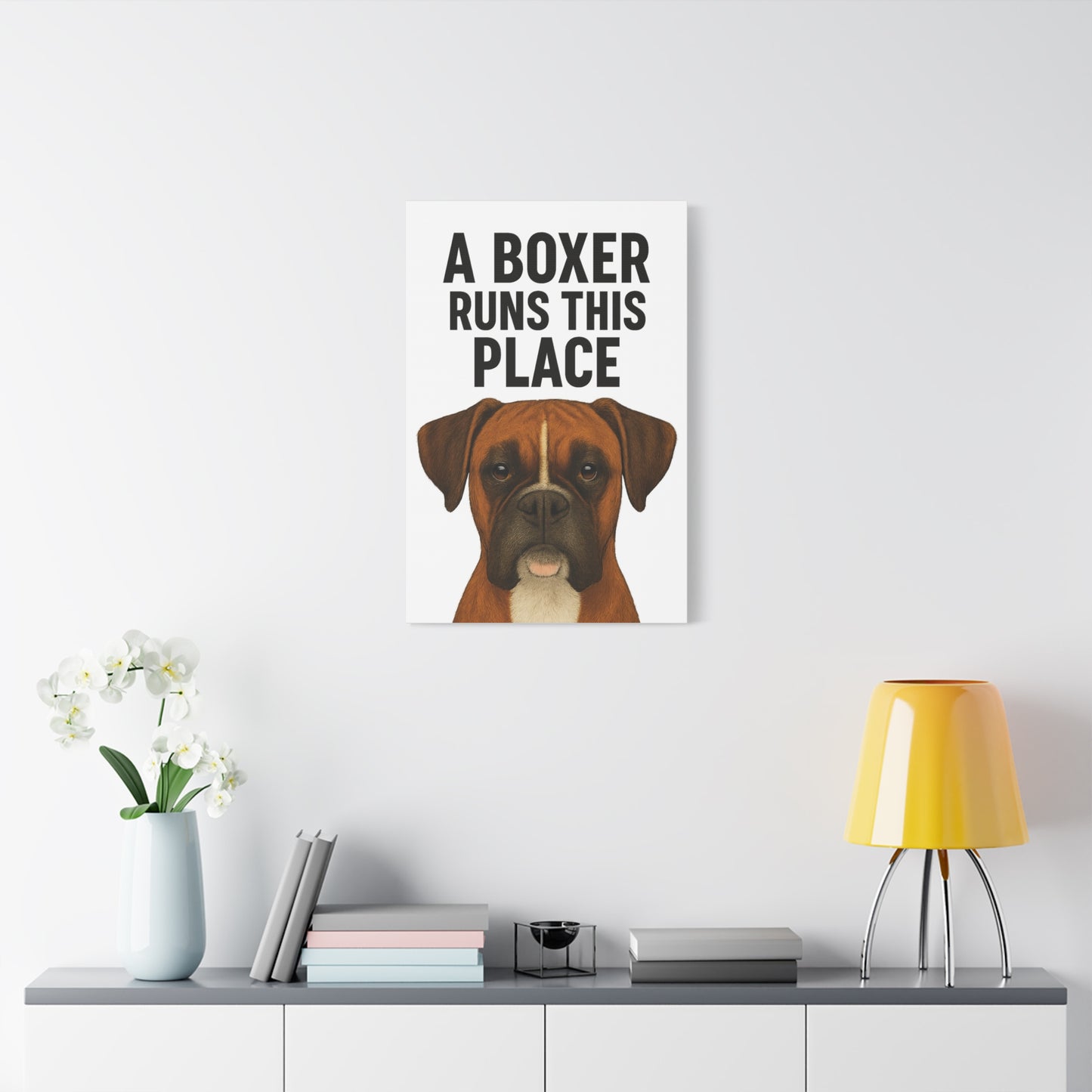 Boxer Dog Wall Art | A Boxer Runs This Place | Home Decor, Pet Lovers Gift, Animal Lover's Wall Decor, Unique Pet Portrait