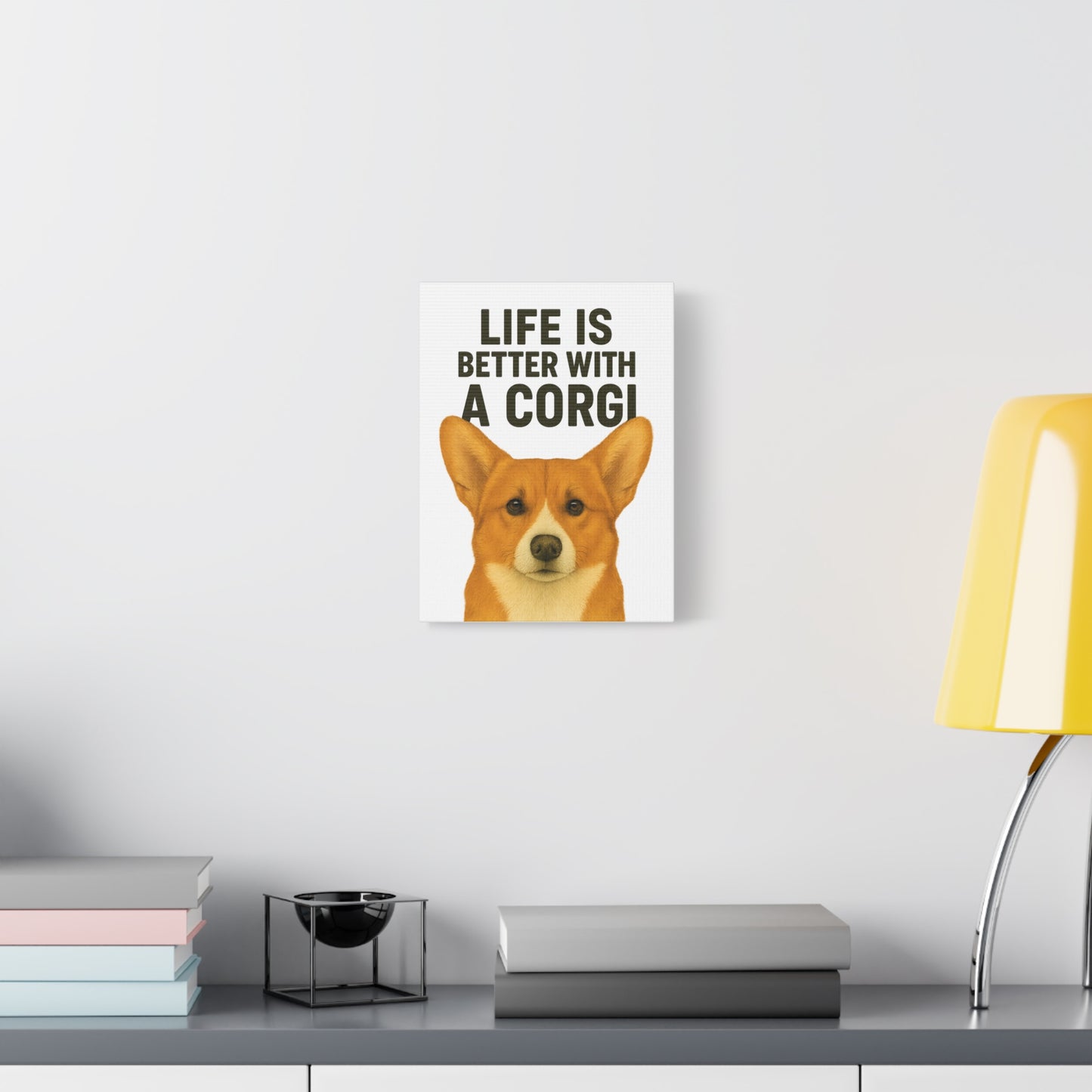 Corgi Canvas Wall Art, Dog Lover Home Decor, Cute Pet Gift, Quirky Office Wall Art, Animal Lover Gift