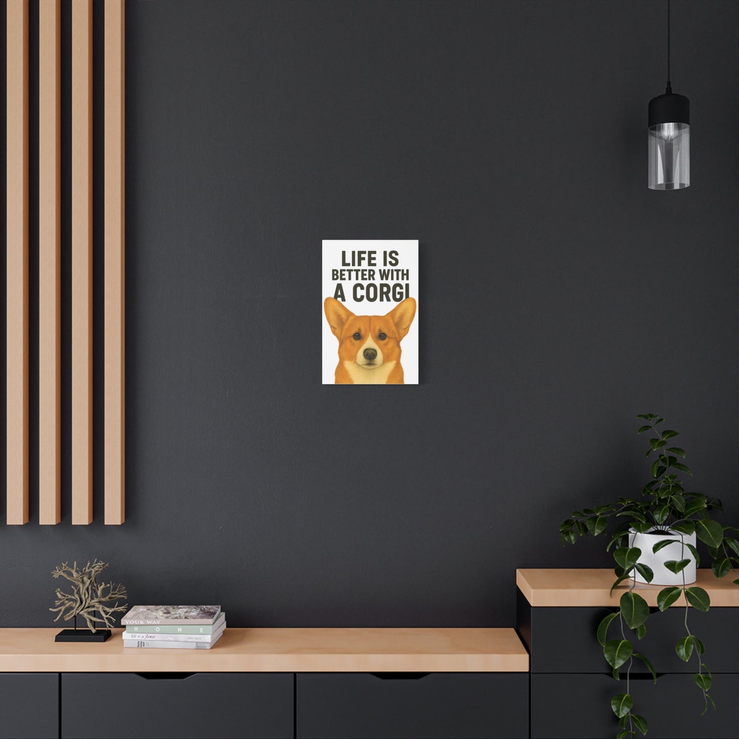 Corgi Canvas Wall Art, Dog Lover Home Decor, Cute Pet Gift, Quirky Office Wall Art, Animal Lover Gift