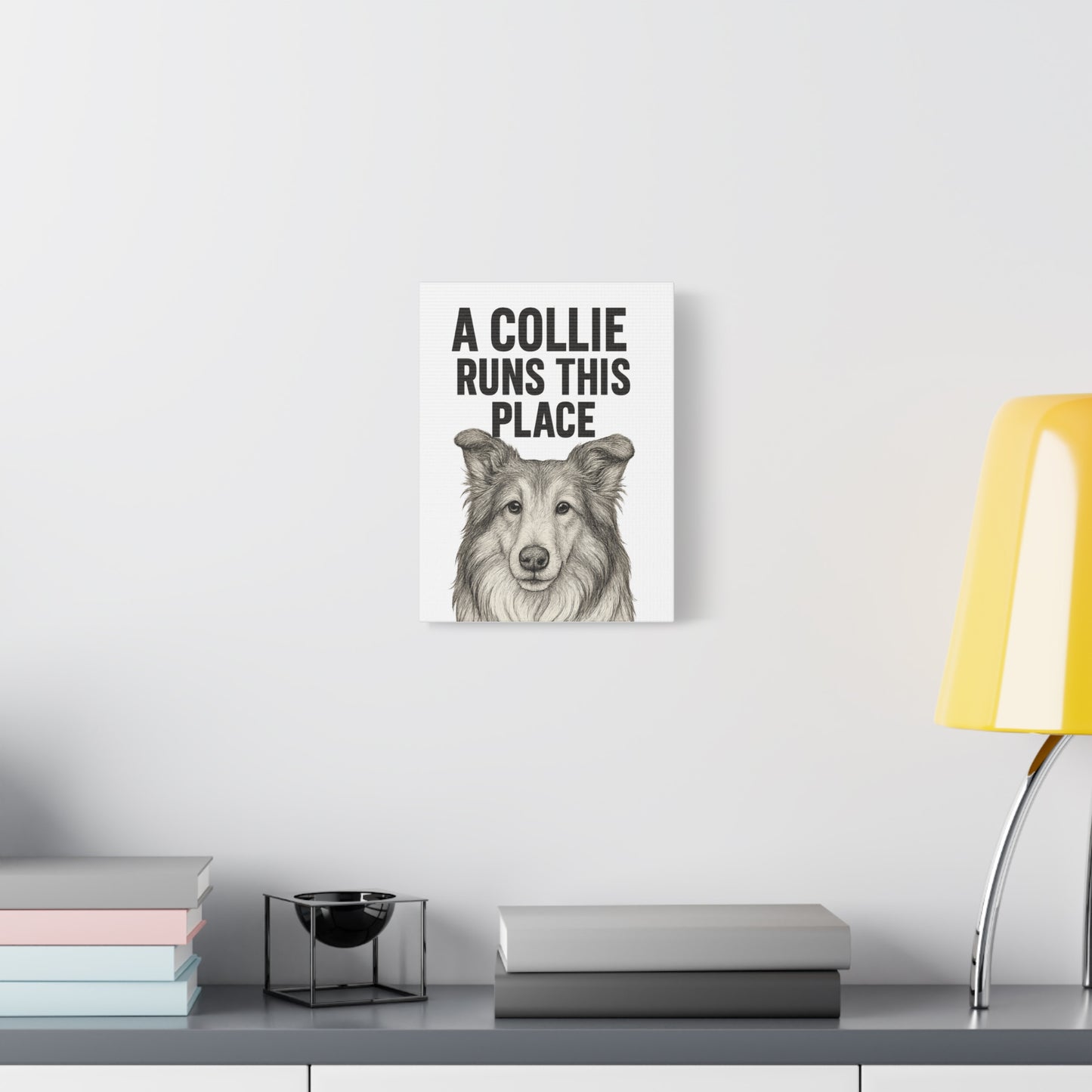 Border Collie Runs This Place Canvas Wall Art
