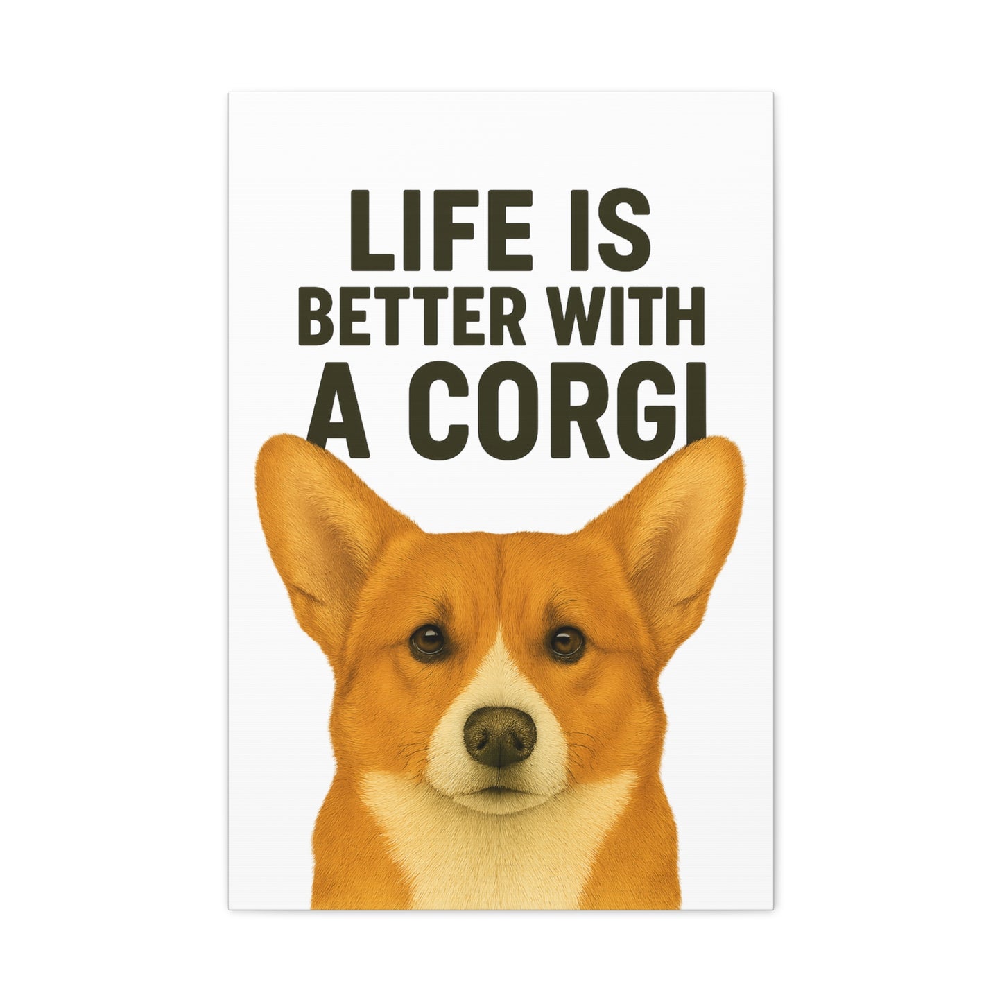 Corgi Canvas Wall Art, Dog Lover Home Decor, Cute Pet Gift, Quirky Office Wall Art, Animal Lover Gift