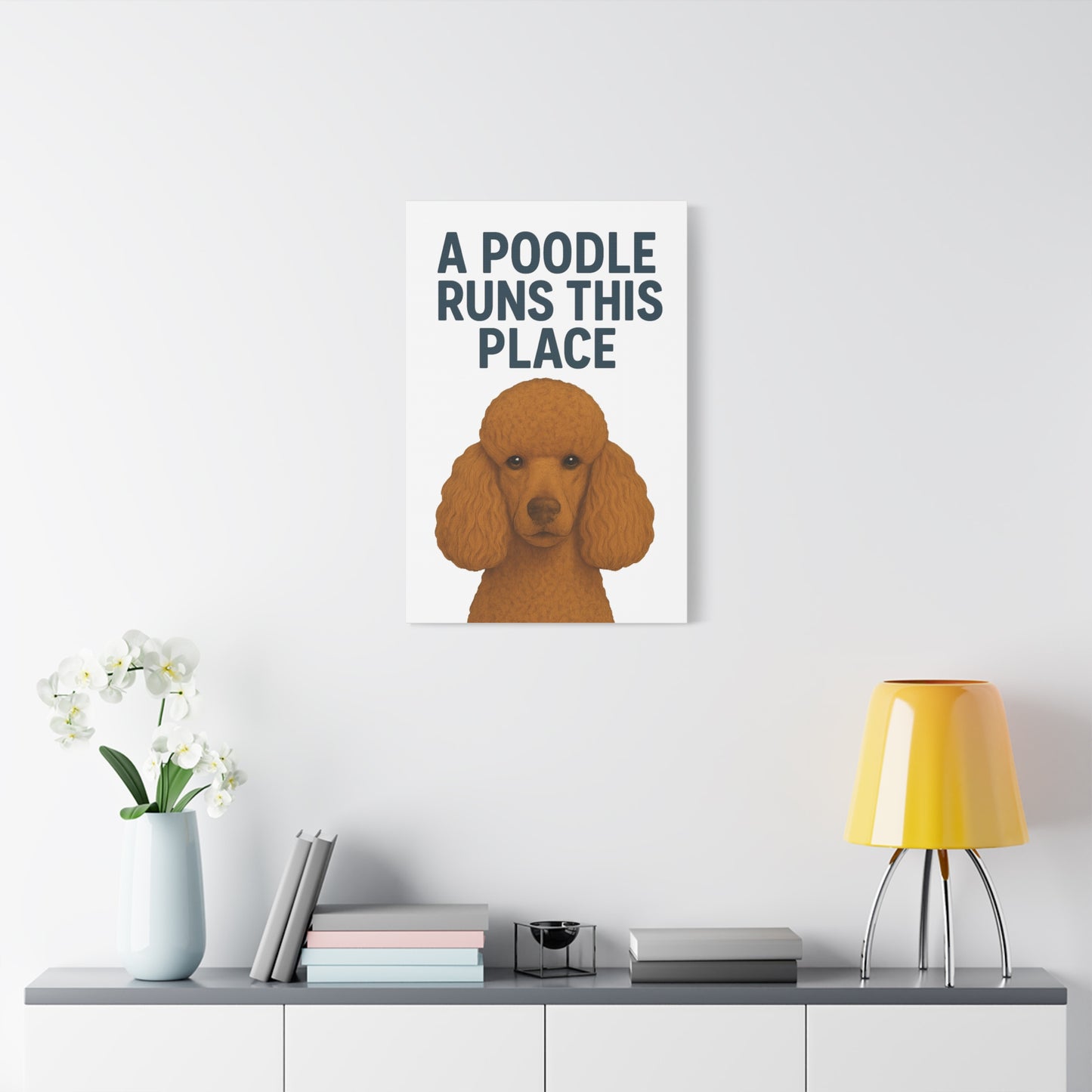 Canvas Wall Art for Dog Lovers, A Poodle Runs This Place, Home Decor, Pet Owner Gift, Dog Mom Decor, Dog Lover's Gift