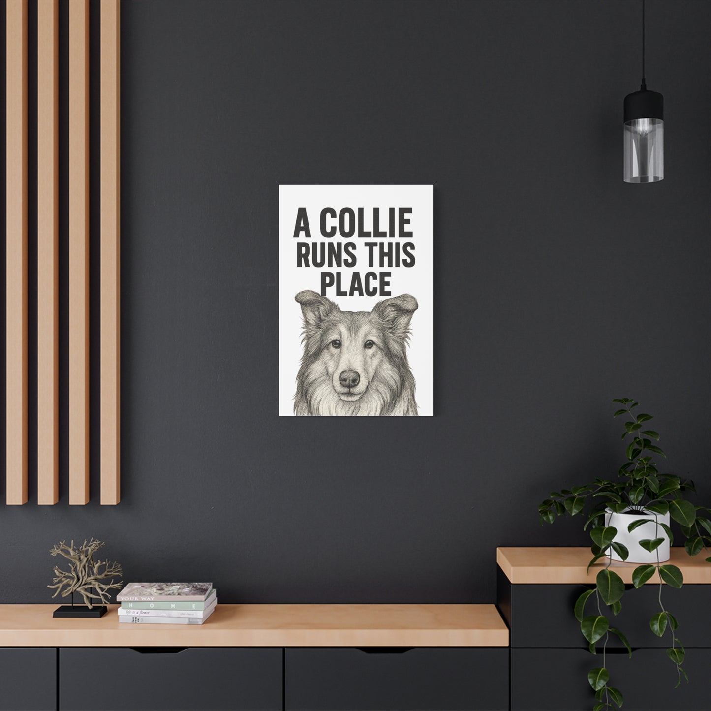 Border Collie Runs This Place Canvas Wall Art