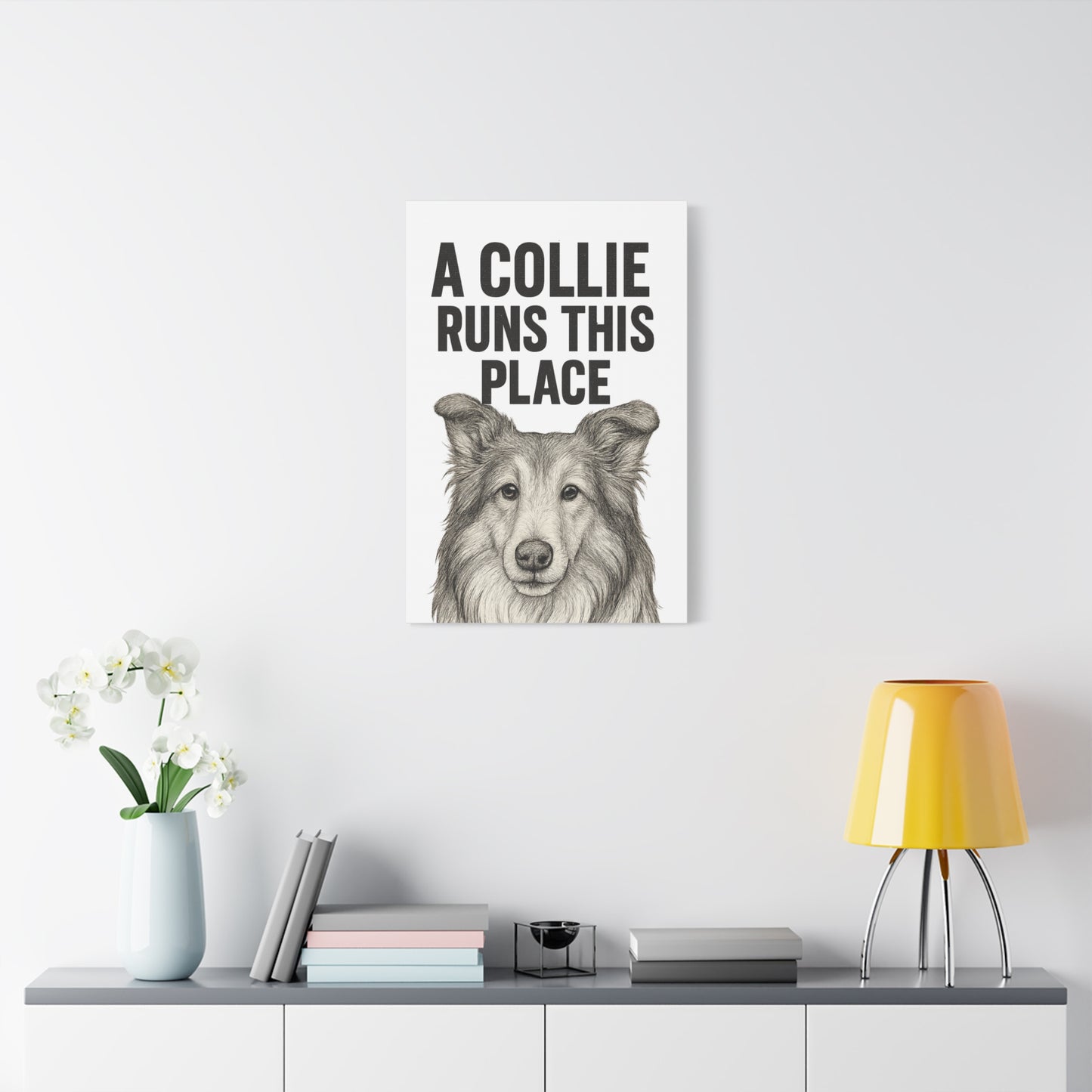 Border Collie Runs This Place Canvas Wall Art