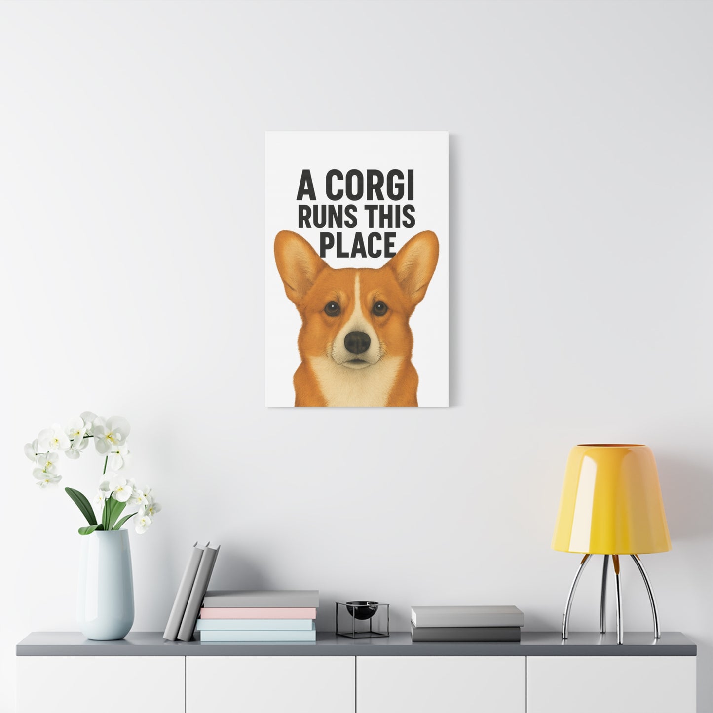 Corgi Canvas Art, Pet Lover Decor, Funny Wall Art, Animal Lover Gift, Home Decoration, Dog Owner Present