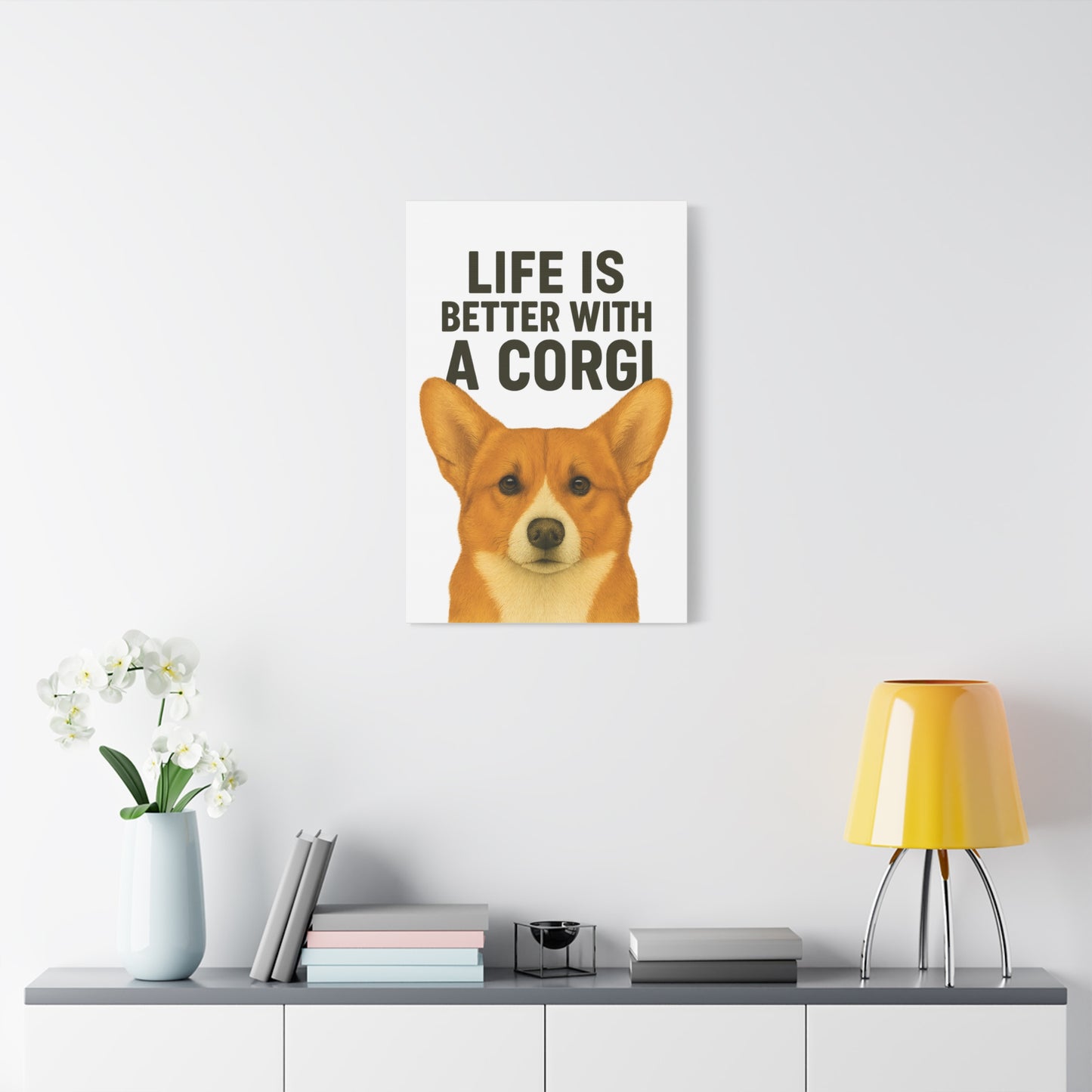 Corgi Canvas Wall Art, Dog Lover Home Decor, Cute Pet Gift, Quirky Office Wall Art, Animal Lover Gift