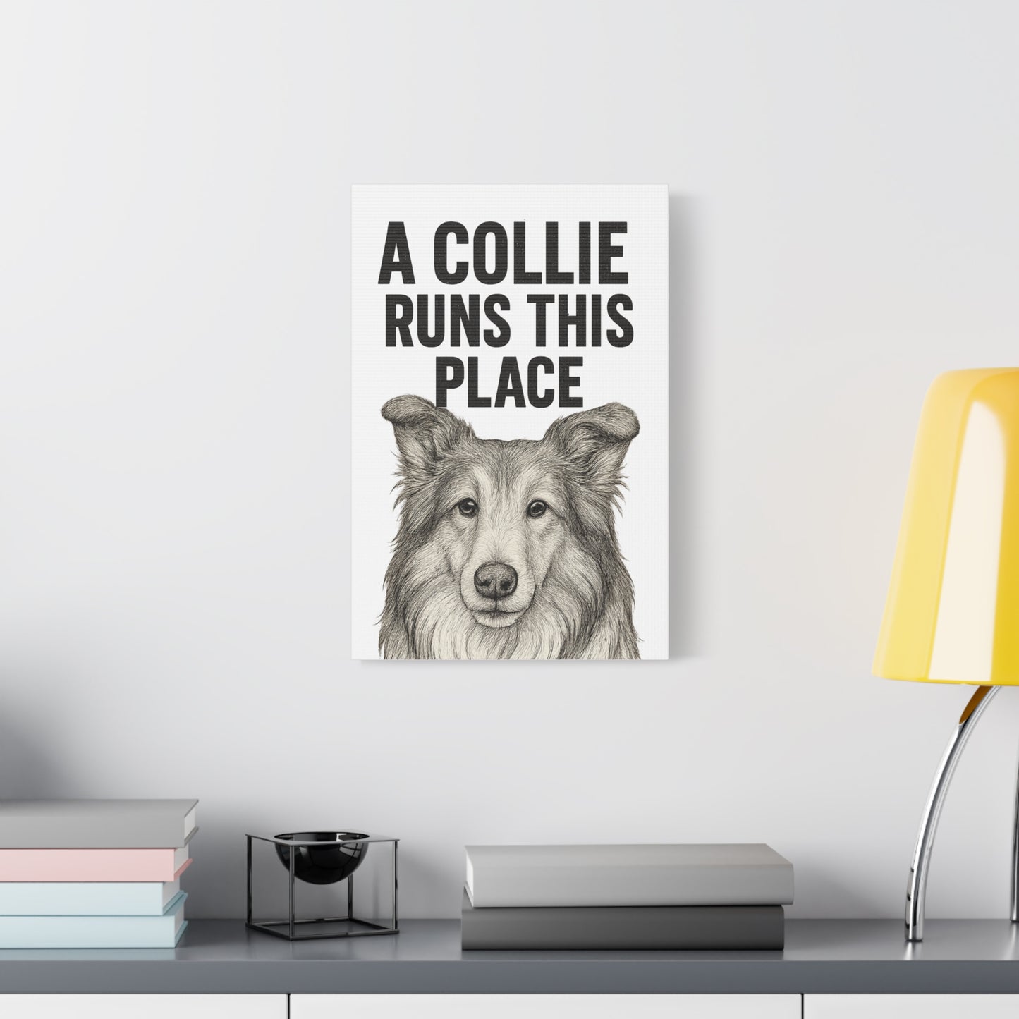 Border Collie Runs This Place Canvas Wall Art