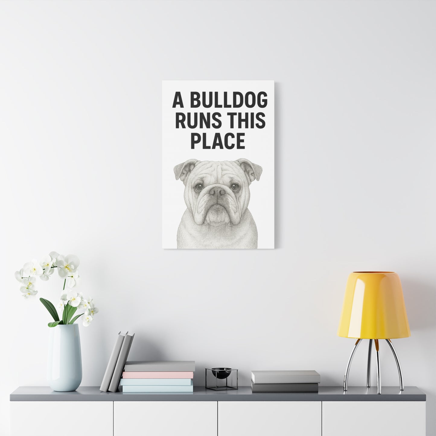 Bulldog Wall Art, Home Decor, Gift for Dog Lovers, Pet Owner Gift, Funny Animal Canvas Print