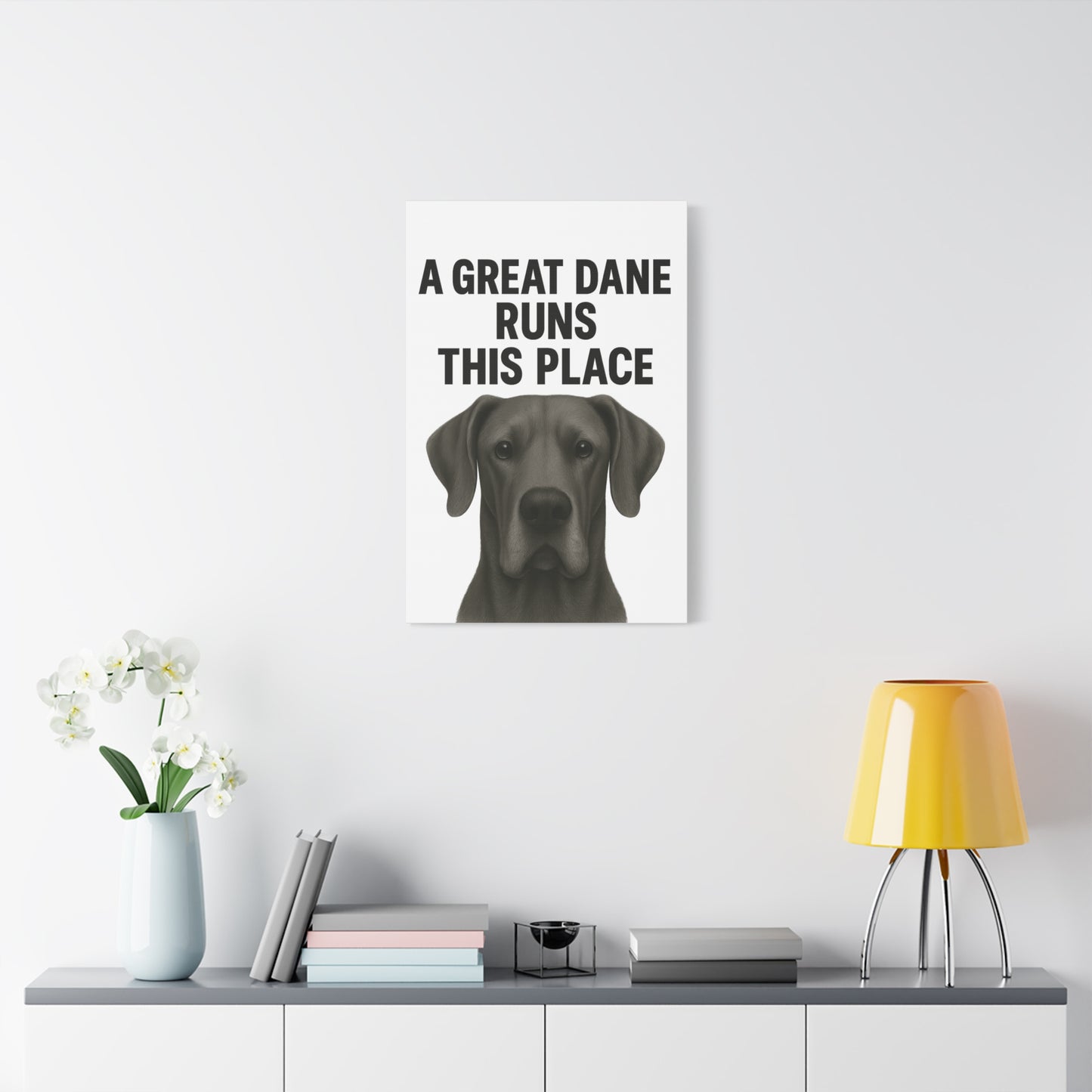 Great Dane Runs This Place Canvas Art