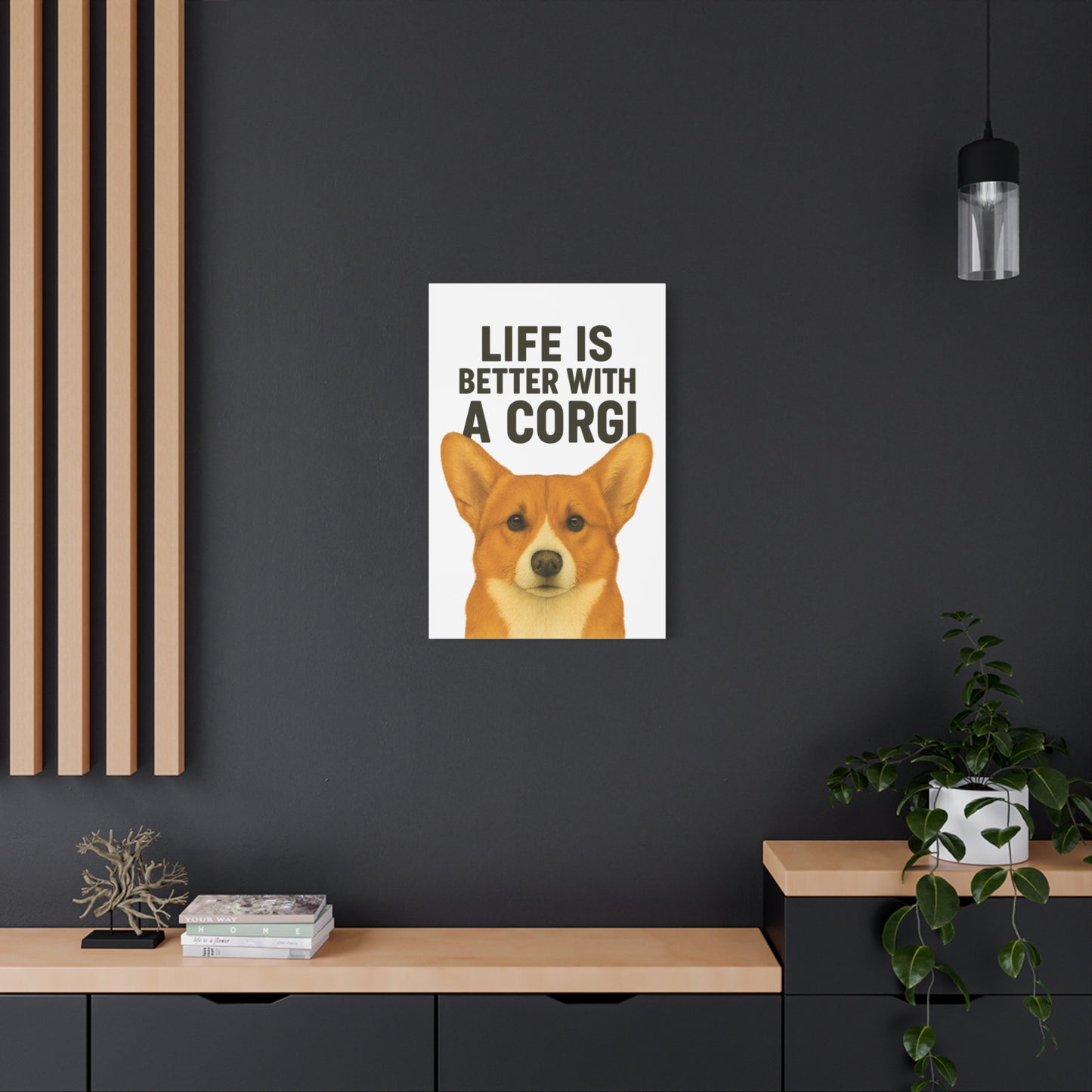 Corgi Canvas Wall Art, Dog Lover Home Decor, Cute Pet Gift, Quirky Office Wall Art, Animal Lover Gift