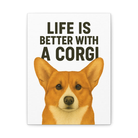 Corgi Canvas Wall Art, Dog Lover Home Decor, Cute Pet Gift, Quirky Office Wall Art, Animal Lover Gift